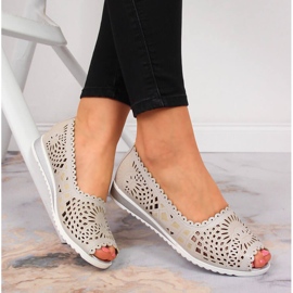 Sapatos femininos Jezzi a céu aberto, biqueira aberta e bege 1