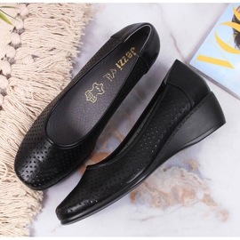 Sapatos de cunha vazados para mulher, Jezzi pretos 1