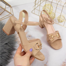 S.Barski Sandálias femininas em poste com ornamentos bege de S. Barski 1