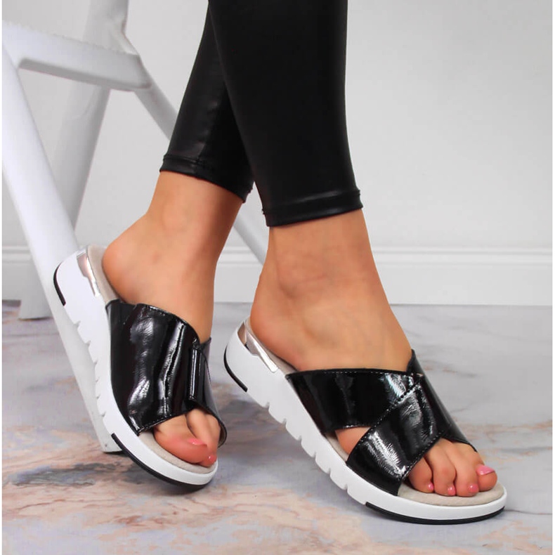 S.Barski Chinelos de couro preto de mulher S. Barski 1