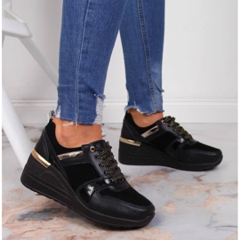 S.Barski Sapatos femininos de couro com cunha preta S. Barski 2