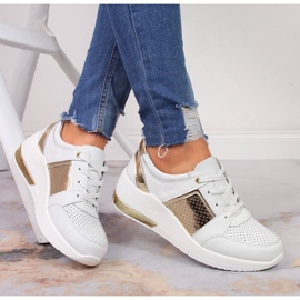 S.Barski Sapatos femininos de couro com cunha, S. Barski branco 1