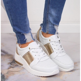 S.Barski Sapatos femininos de couro com cunha, S. Barski branco 2