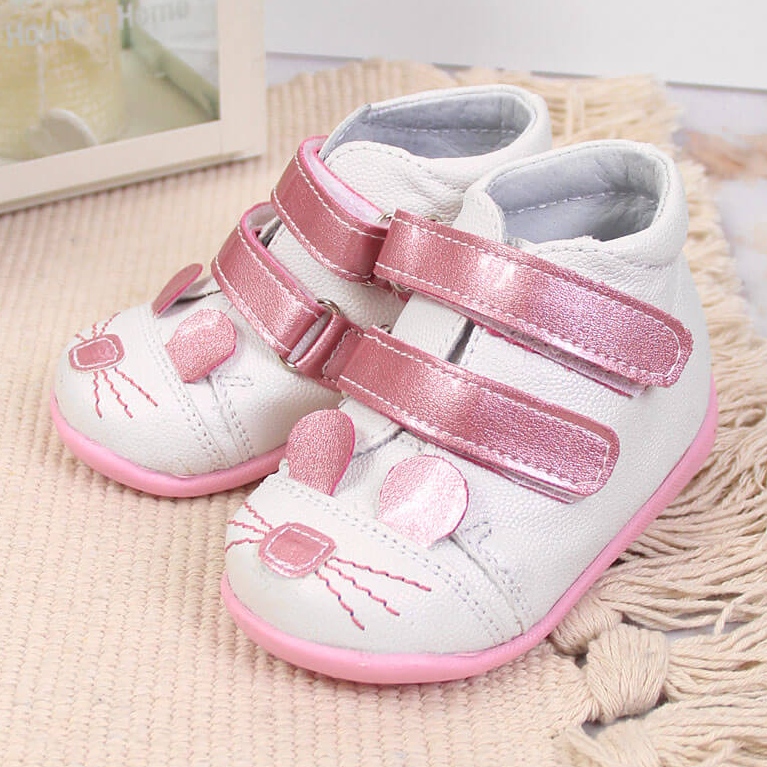 Sapatos de velcro brancos para meninas Kornecki 6774 rosa 2