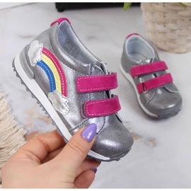 Sapatos de menina com velcro prateado Kornecki 6775 prata 1 Sapatos de menina com velcro prateado Kornecki 6775 prata 1