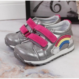 Sapatos de menina com velcro prateado Kornecki 6775 prata 2