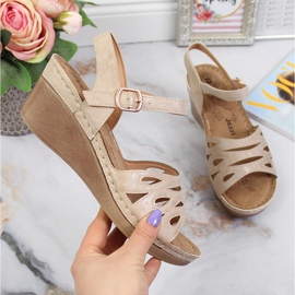 Sandálias femininas confortáveis ​​com salto de cunha Jezzi bege 1