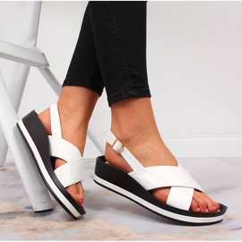 Sandália de mulher branca Vinceza com salto de cunha branco 1