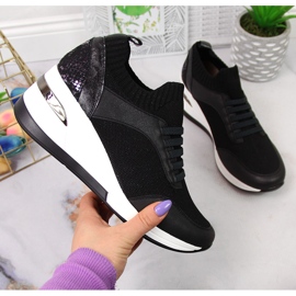 Sapatos femininos de cunha preta, slip on Artiker preto 1