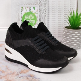 Sapatos femininos de cunha preta, slip on Artiker preto 2