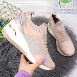 Brogues femininos com salto de cunha em pó rosa Artiker 1