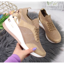 Brogues femininos em cunha, slip on, bege Artiker 1