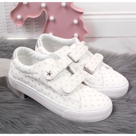 Atletico Ténis de menina com velcro branco estrelas do Atlético 2