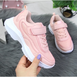 Sapatos desportivos de menina Pink American Club com velcro rosa 1