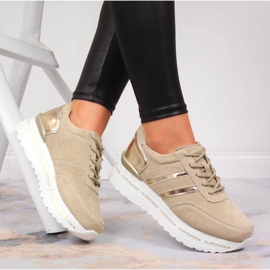 Sapatos de couro feminino na plataforma bege Filippo 1