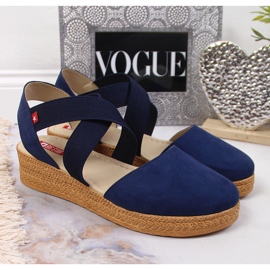 Sandálias femininas Big Star azul marinho com elásticos JJ276037 azul-marinho 2