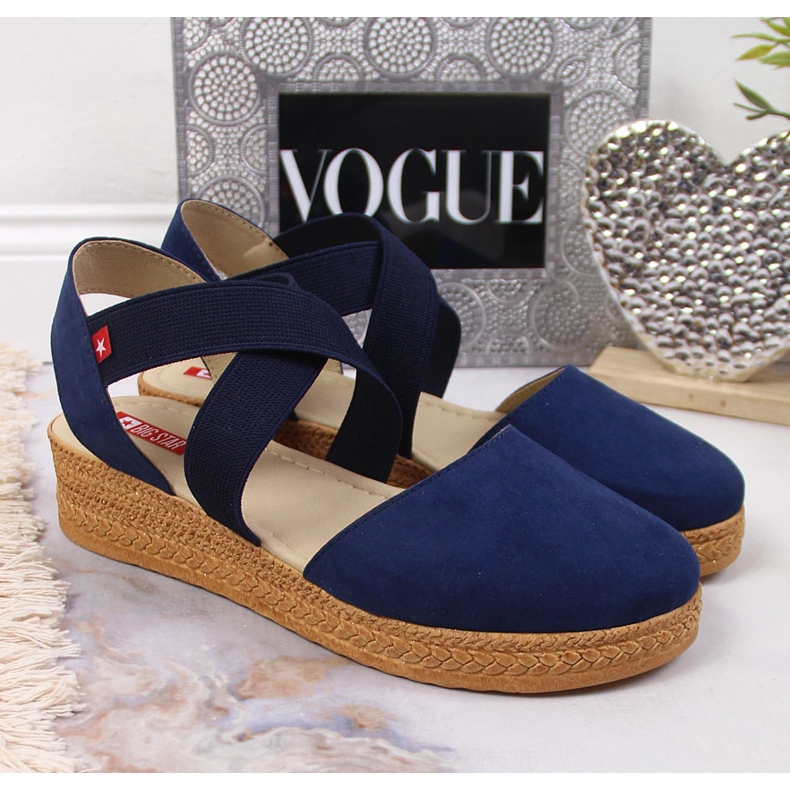 Sandálias femininas Big Star azul marinho com elásticos JJ276037 azul-marinho 2