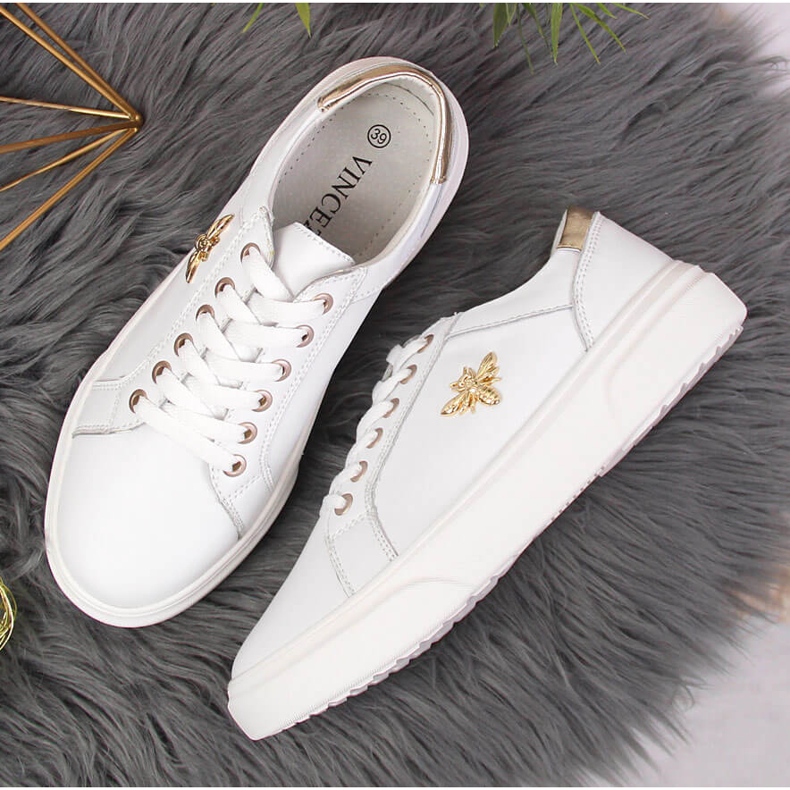 Sapatos de mulher em pele com plataforma Vinceza branca branco 2