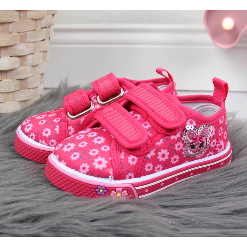 Atletico Tênis feminino Atlético de velcro rosa com flores 2