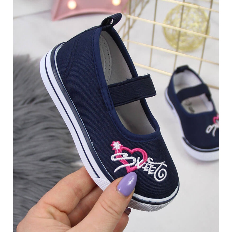 Atletico Bailarinas de menina com elástico Atlético azul marinho 1