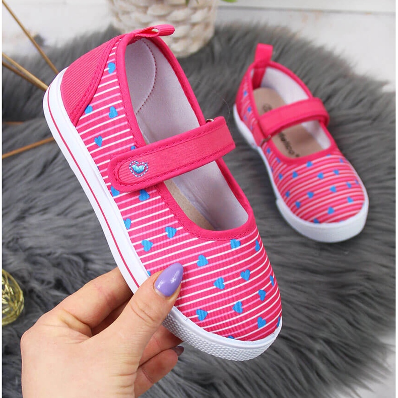 Atletico Sapatilhas bailarinas de menina com velcro Atlético rosa 1