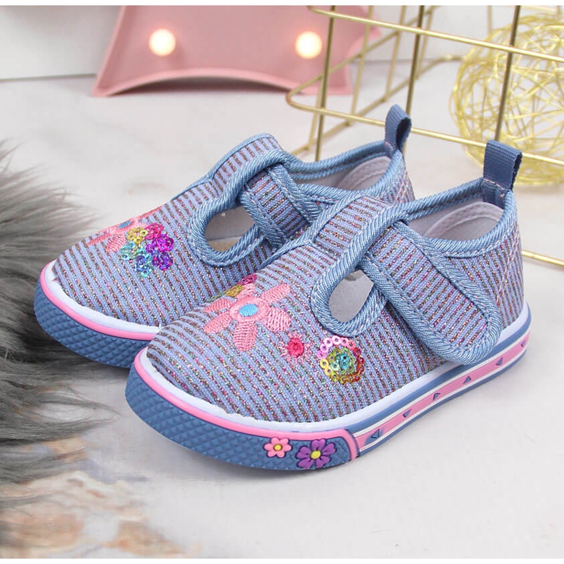 Atletico Sapatilhas de velcro azul Atlético para menina 2