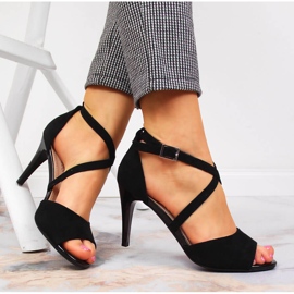 Sandálias femininas pretas Sergio Leone com salto alto preto 1