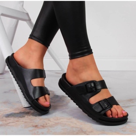 S.Barski Chinelos de borracha de mulher com fivelas pretas S. Barski preto 1