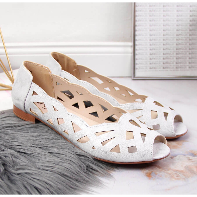 Sapatos de bailarina de mulher prateada Jezzi prata 2