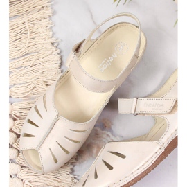 Sandálias femininas de couro com cunha dourada Helios 4009 dourado 2