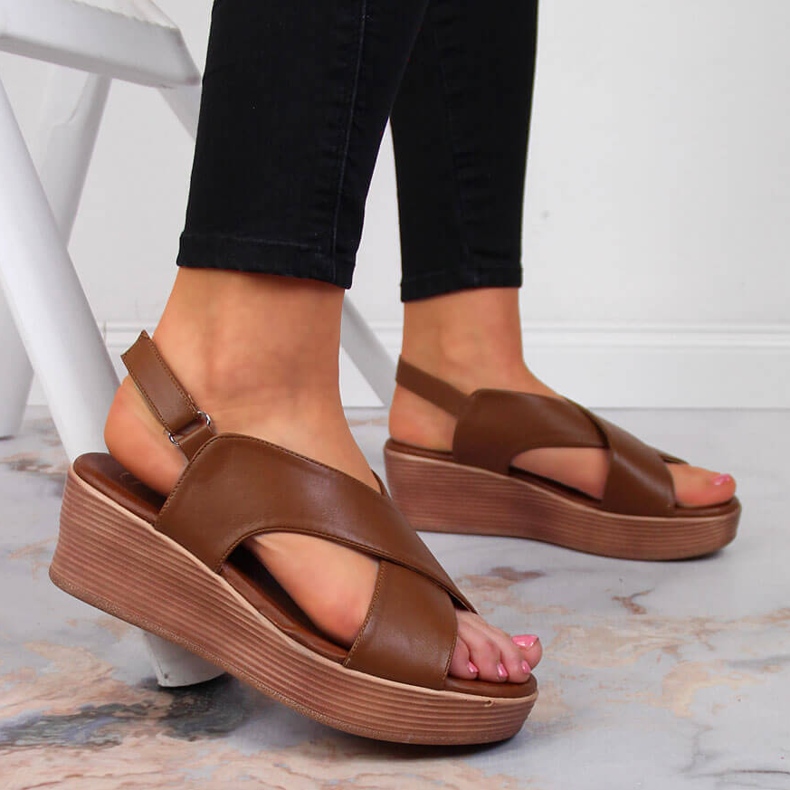 Sandálias de cunha castanha Filippo de mulher castanhas castanho 2