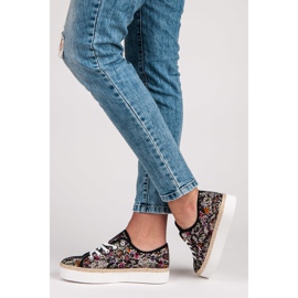 Kylie Alpargatas de renda com flores multicolorido 1