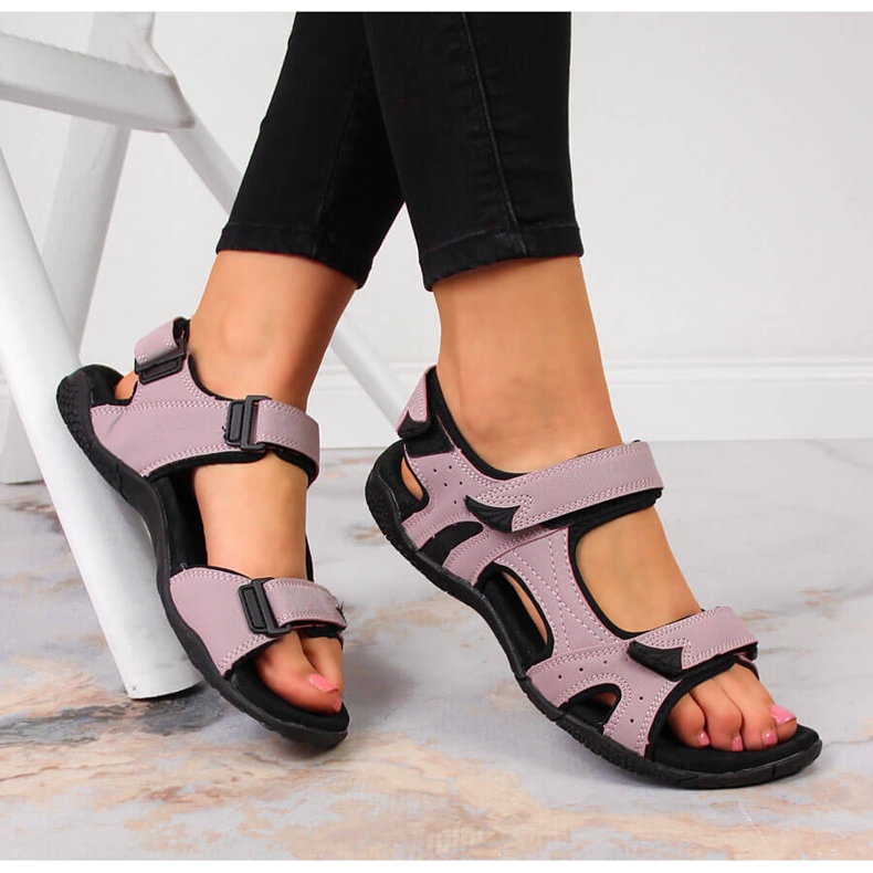 Sandálias esportivas femininas com velcro roxo American Club 2