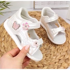 Sandálias brancas de velcro American Club para menina branco 1