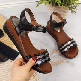 Sandálias de cunha pretas de mulher Jezzi preto 1