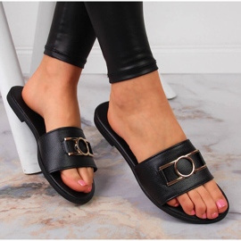 Chinelos femininos com decoração Jezzi preta preto 1