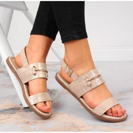 Sandálias de senhora bege croco lacado T.Sokolski 1