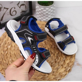 Sandálias de menino Black American Club com velcro preto 1