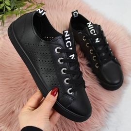 Tênis feminino com couro ecológico preto Filippo 1