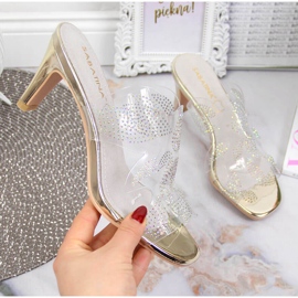 Chinelos de mulher transparentes com zircônias douradas Sabatina incolor 1