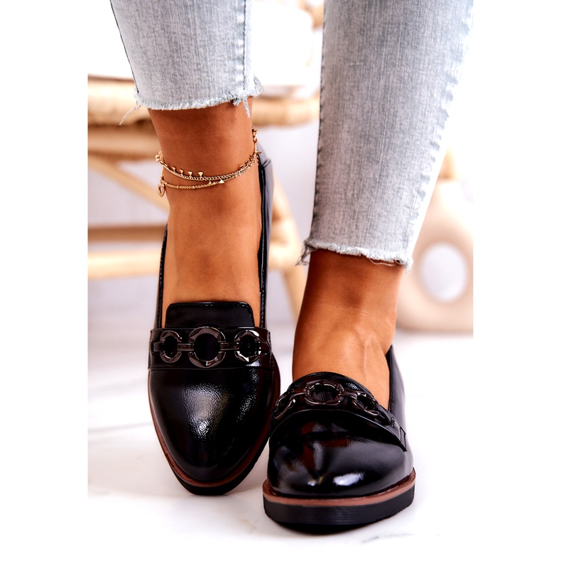 Vinceza Sapatos de cunha de couro envernizado preto Melodies 3