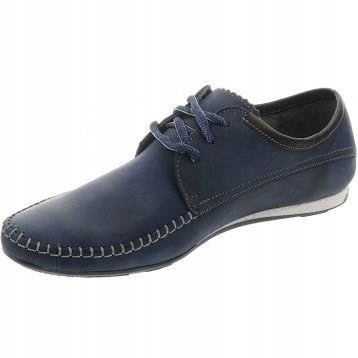 Lemar Mocassins masculinos com atacadores 872 azul marinho 1