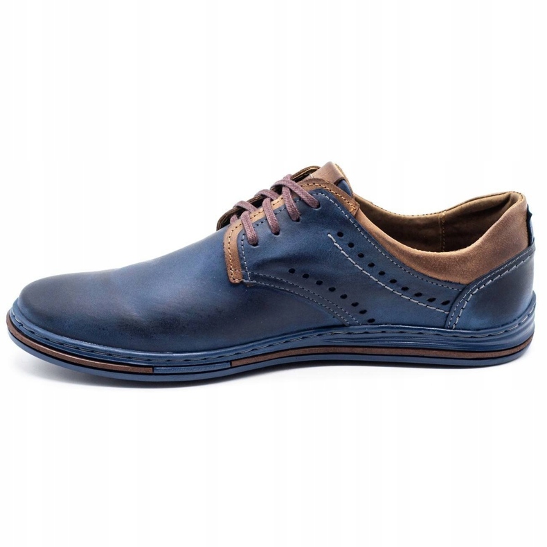 Polbut Sapatos masculinos casuais 402, azul marinho e marrom 1