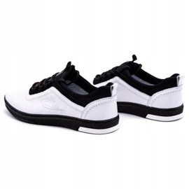 Polbut Sapatos casuais masculinos de couro K24, brancos com sola preta 4