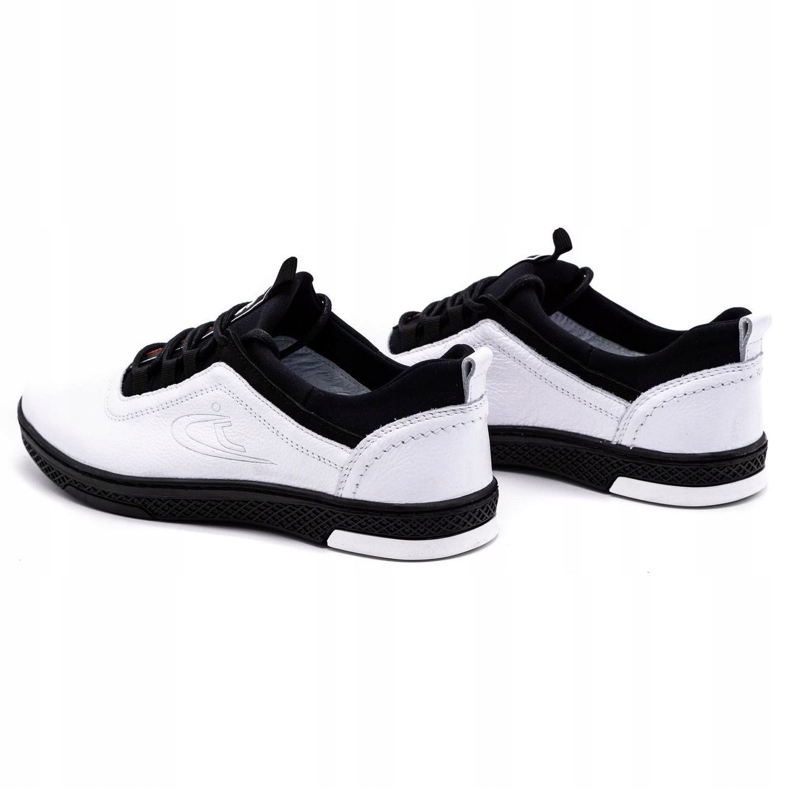 Polbut Sapatos casuais masculinos de couro K24, brancos com sola preta 4