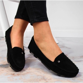 Mocassins femininos de camurça Filippo preto de couro 1