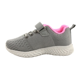 NEWS Sapatos esportivos infantis para velcro 22z23-4843-m cinza-rosa 3