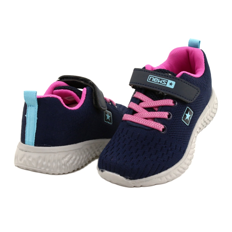 NEWS NOTÍCIAS Sapatos desportivos com velcro 22DZ23-4843-M Azul marinho rosa 4