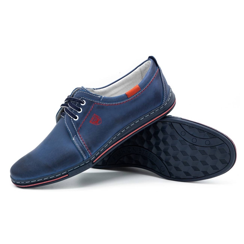 Polbut Sapatos de couro masculino 343 azul marinho 3
