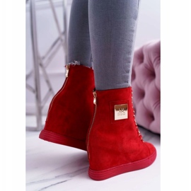 Tênis feminino Lu Boo com corrente em camurça vermelha Monica vermelho 4